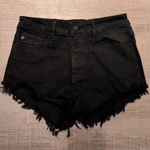 KanCan Black Distressed Frayed Hem Denim Shorts